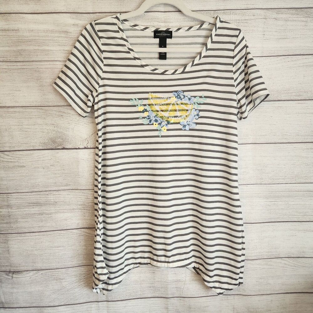 Karen Brooks womens small lemon short sleeve blouse